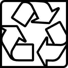 Illustration of the recycling symbol in black.