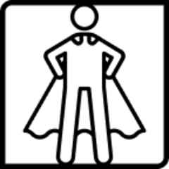 Icons of a human with a superhero cape and their hands on their hips.