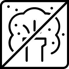 Illustration of chemicals and exhaust with a line going through them.