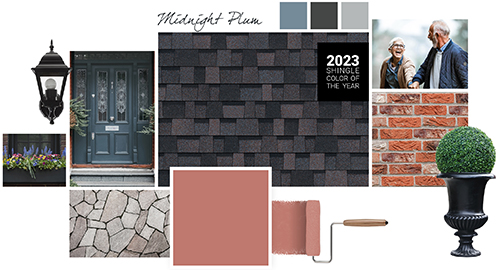 Bracing Blue, Perle Noir and  Samovar Silver paint colors compliment Midnight Plum TruDefinition Duration shingles