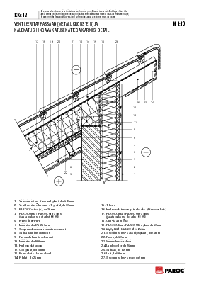 KKs-13 Ventileeritav fassaad (metall kronstein) ja kaldkatus hingava katusekattega karniisi detail