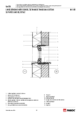Lm 02 Lango įrengimo mūro sienoje, šiltinamoje tinkuojama sistema su PAROC Linio 80, detalė