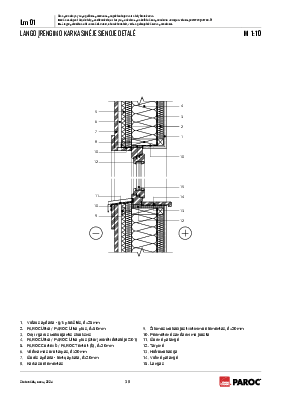 Lm 01 Lango įrengimo karkasinėje sienoje detalė