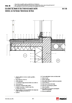 RSm 05 Balkono šiltinimo detalė renovuojamoje mūro sienoje, kai šiltinama tinkuojama sistema