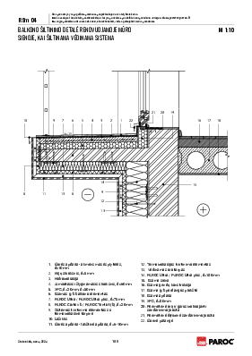 RSm 04 Balkono šiltinimo detalė renovuojamoje mūro sienoje, kai šiltinama vėdinama sistema