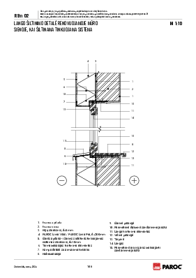 RSm 02 Lango šiltinimo detalė renovuojamoje mūro sienoje, kai šiltinama tinkuojama sistema