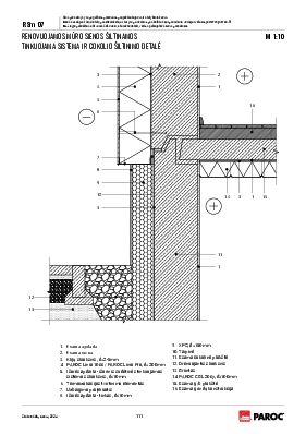 RSm 07 Renovuojamos mūro sienos šiltinamos tinkuojama sistema ir cokolio šiltinimo detalė