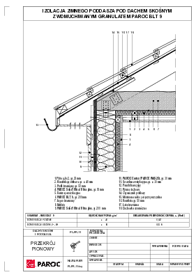 Izolacja zimnego poddasza pod dachem skośnym z wdmuchiwanym granulatem PAROC BLT 9 - konstrukcja szkieletowa