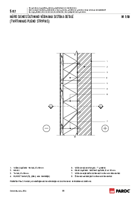 S 07 Mūro sienos šiltinimo vėdinama sistema detalė (tvirtinimas plieno strypais)