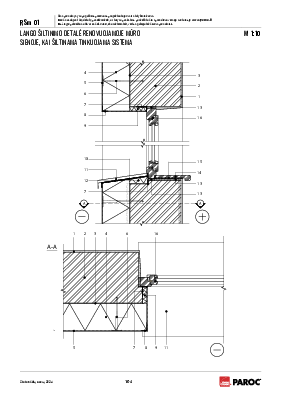 RSm 01 Lango šiltinimo detalė renovuojamoje mūro sienoje, kai šiltinama tinkuojama sistema