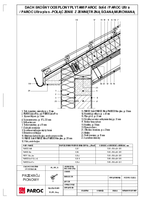 Dach skośny ocieplony o płytami PAROC Solid-PAROC Ultra - PAROC Ultra Plus - połączenie z zewnętrzną ścianą murowaną 