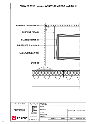 Podwieszenie kanału wentylacyjnego na dachu