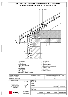 Izolacja zimnego poddasza pod dachem skośnym z wdmuchiwanym granulatem PAROC BLT 9 - konstrukcja murowana