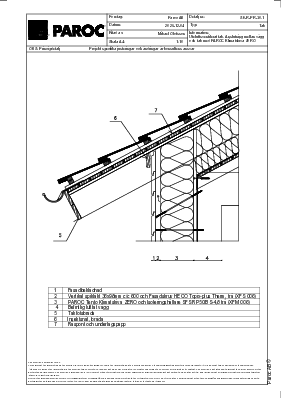 Vindsbjälklag, snedtak, anslutning vägg med PAROC ZEROfix. (SE-R-PR-30-1)
