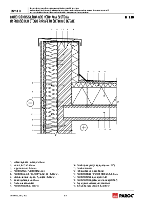 SSm 18 Mūro sienos šiltinamos vėdinama sistema ir plokščiojo stogo parapeto šiltinimo detalė
