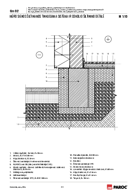 Cm 02 Mūro sienos šiltinamos tinkuojama sistema ir cokolio šiltinimo detalė