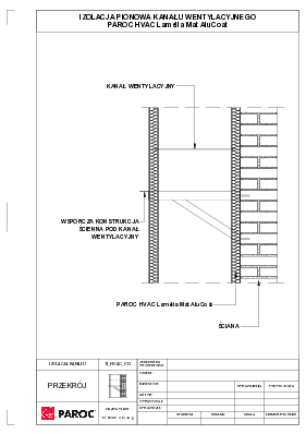 Izolacja pionowa kanału wentylacyjnego - Paroc Hvac Lamella Mat + Fix