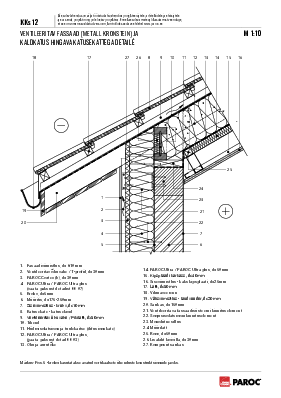 KKs-12 Ventileeritav fassaad (metall kronstein) ja kaldkatus hingava katusekattega detail